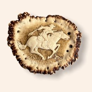 Signed John Rasmussen real Elk carved belt buckle